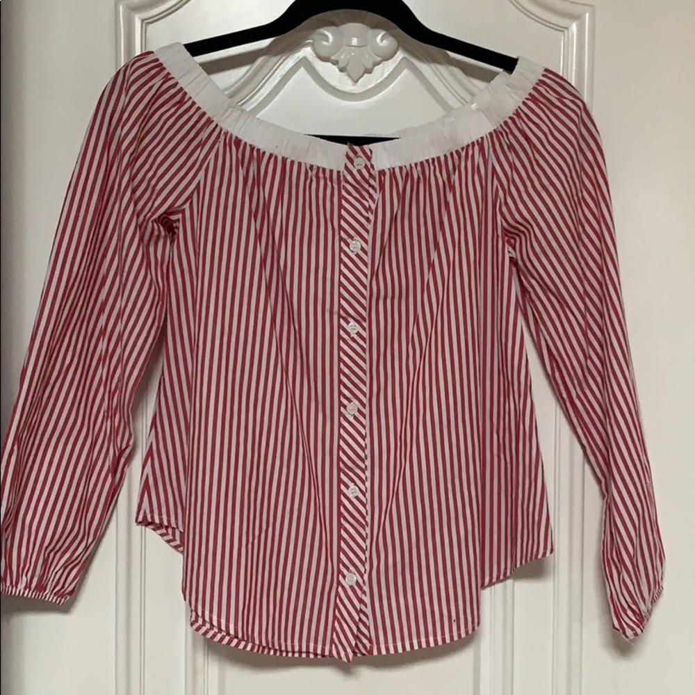 Off the shoulder ( red and white)